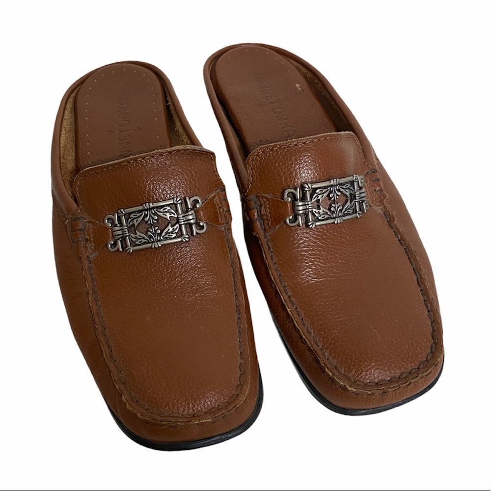 Minnetonka Brown Leather Loafers Womens 6.5